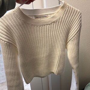 English Factory Off-White Ribbed Crew Neck Sweater